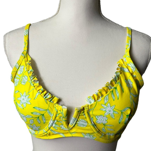 ZAFUL women’s yellow floral underwire V front high cut bikini set size M NWT - Picture 5 of 7